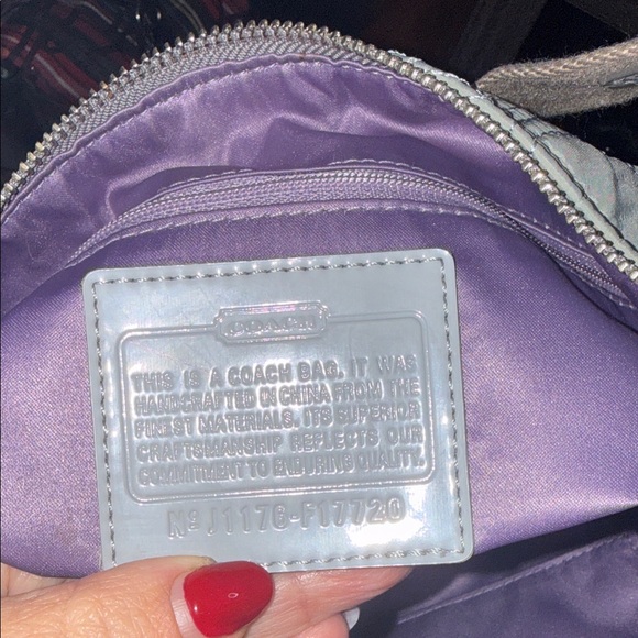 Coach Light Grey Silver Quilted Nylon Signature Hobo Bag - Picture 13 of 14